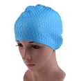 thumbnail image 1 of EIMELI New Adult Swimming Cap Waterproof Silicon Waterdrop Cover Dark Blue, 1 of 6