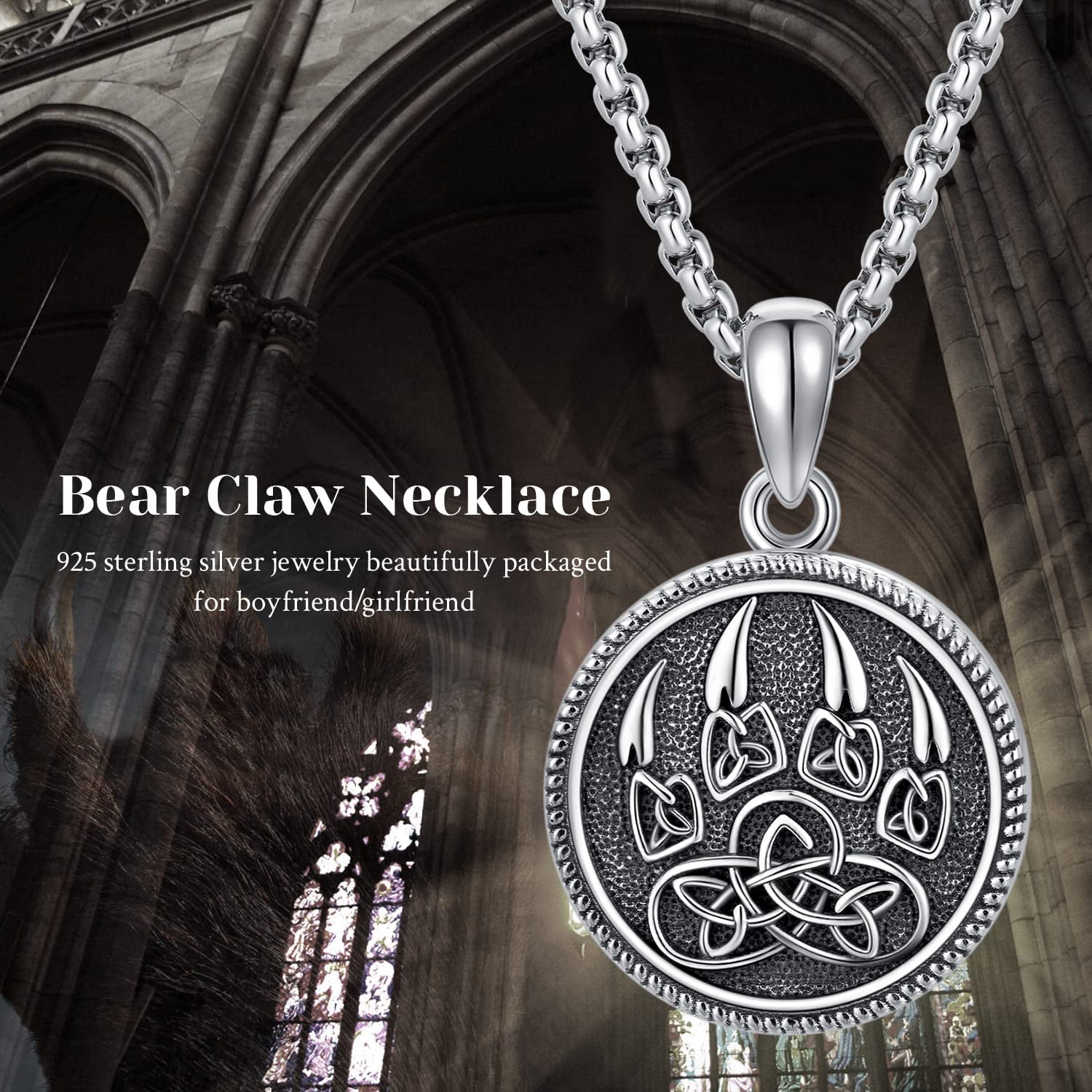 Midir&Etain Bear Claw Necklace 925 Sterling Silver That Midir&Etain Bear Claw Necklace 925 Sterling Silver That