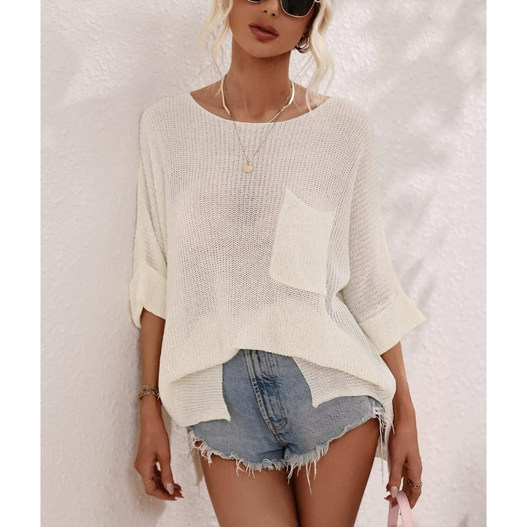 Short sleeve crochet sweater hot sale