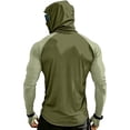 thumbnail image 4 of Dresfit Mens Sun Shirts Cooling Long Sleeve Fishing Shirt 2026 Summer Hooded Workout Hoodies Big and Tall Muscle Hiking Pullover with Face Mask Mint Green L, 4 of 9