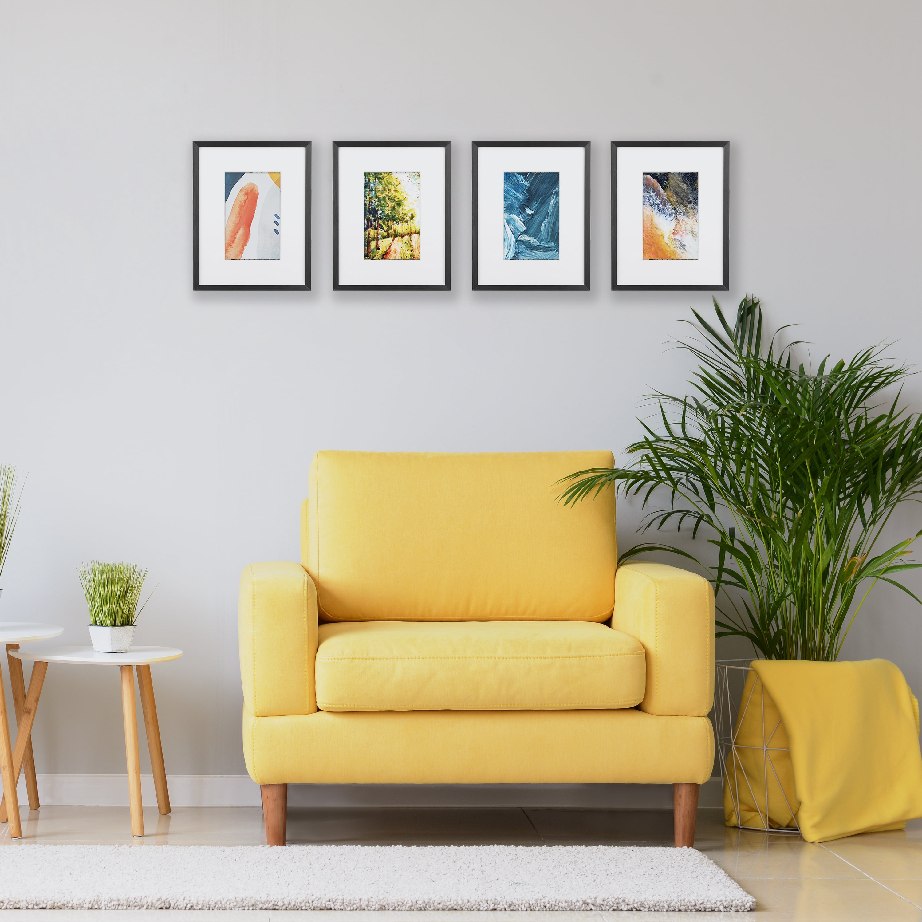 Better Homes & Gardens 7x9 Matted to 4x6 Metal Tabletop Picture Frame Set, Black, Set of 4