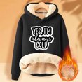 thumbnail image 2 of KIHOUT Spring Winter Womens Tops Winter Warm Plush Solid Color with Pocket Printed Long Sleeve Fleece Tops Hooded Sweatshirt, 2 of 4