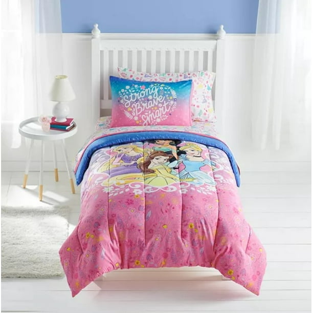 Princesses Cinderella & Belle Girls Twin Comforter, Sheet Set & Sham (6