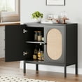 thumbnail image 2 of EastVita Rattan Cabinet,Sideboard Cabinet with Doors & Shelves,Entryway Storage Buffet Cabinet,Black,Square Pin Design, 2 of 8