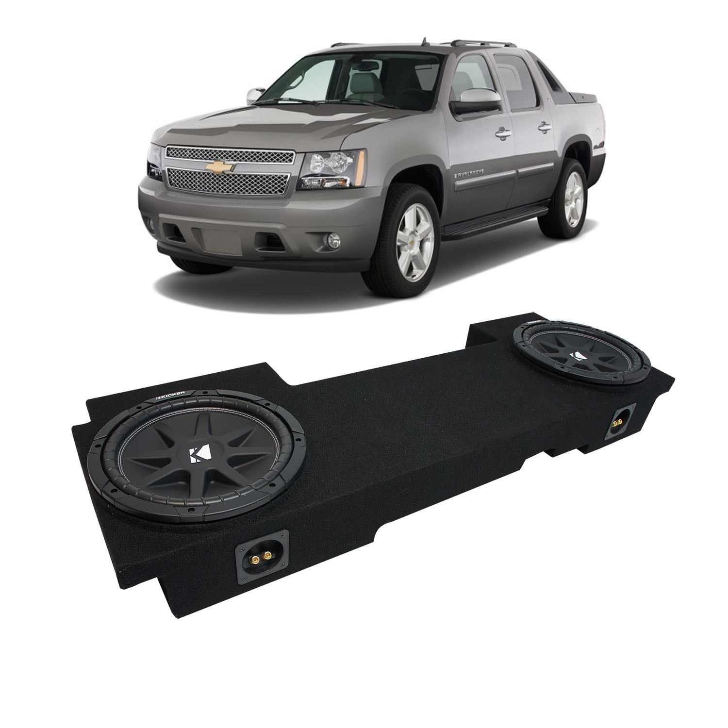 Compatible with Chevy Avalanche 02-09 Dual 12 Kicker CVT12 Subwoofer Behind Seat Sub Box Enclosure 1600 Watts Peak 