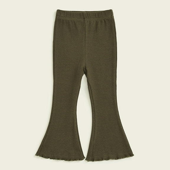 Xdegoge Girls Casual Pants Elastic Waist Travel Flare Pants Lightweight Cute Sweet Elasticity Flared Pants Girls Uniform Pants Gifts 5T Pantalones Para Niñas