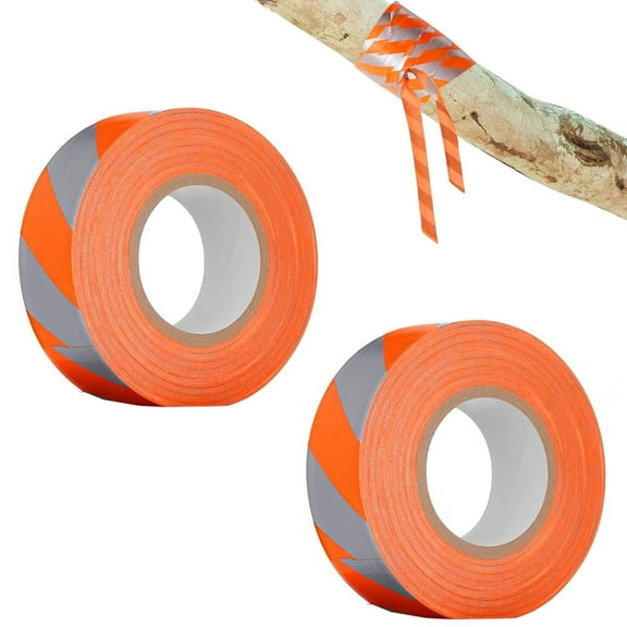 Reflective Trail Marking Flagging,Bexikou 2 Rolls Flagging Tape, 147ft Non Adhesive Plastic Marking Ribbon for Hunting Trail Boundaries Hazardous Areas Marking Halloween Party Decors(1" x 147ft)