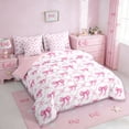 thumbnail image 2 of Erosebridal Pink Bowknot Ribbon Kids 7pcs Bedding Comforter Set,Dreamy Princess Style Queen Bedding Sets For Bowtie Girls,Pink Reversible, 2 of 7