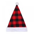 thumbnail image 2 of Christmas Santa Hat Plaid Santa Hat Plush Hat for Christmas Costume, Christmas Party Supplies, Holiday Party Favors, 2 of 5