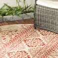 thumbnail image 4 of SAFAVIEH Beach House Justine Geometric Indoor/Outdoor Area Rug, Red/Creme, 4' x 4' Round, 4 of 6