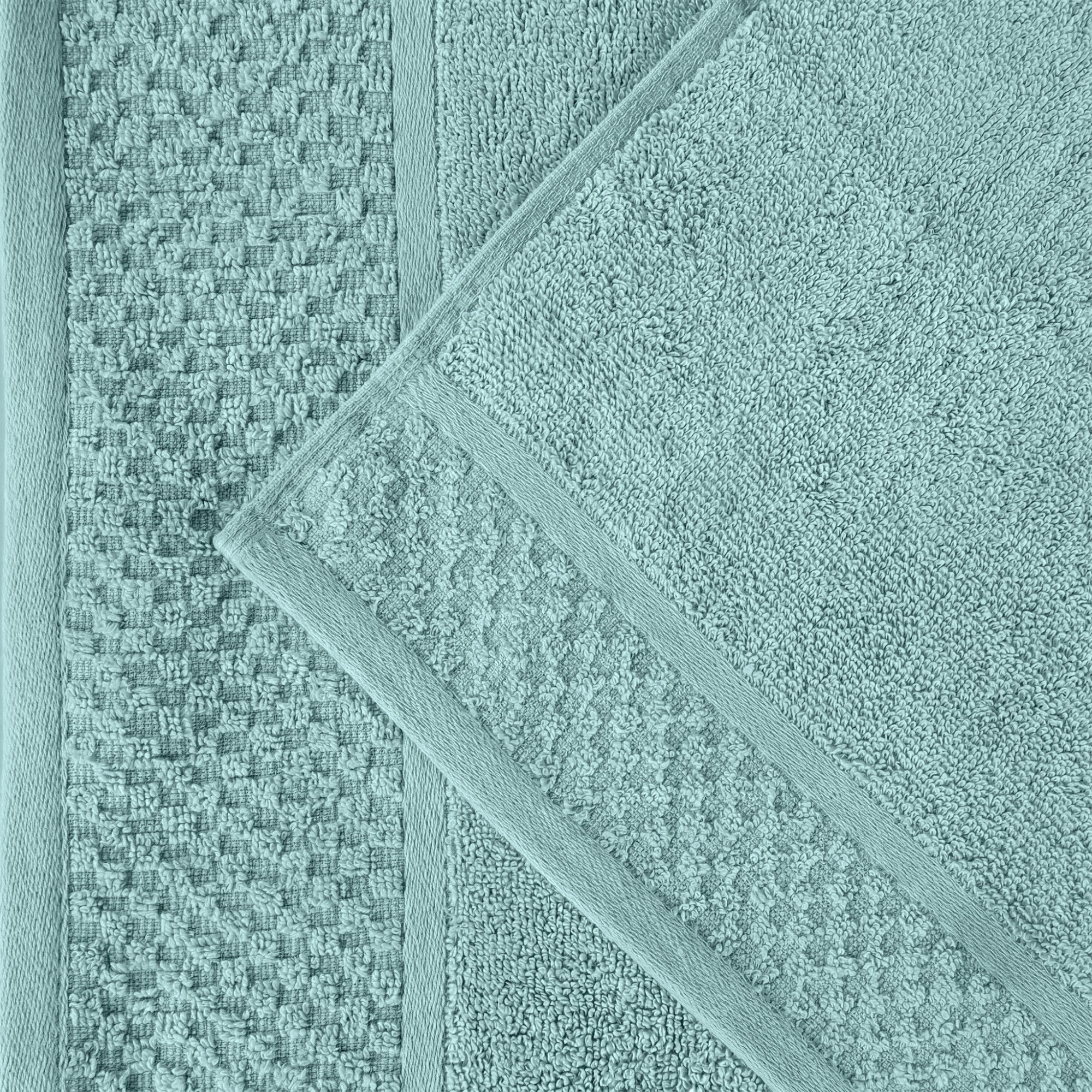 Superior Modern Cotton 12 Piece Washcloth and Face Towel Set Solid, Cyan
