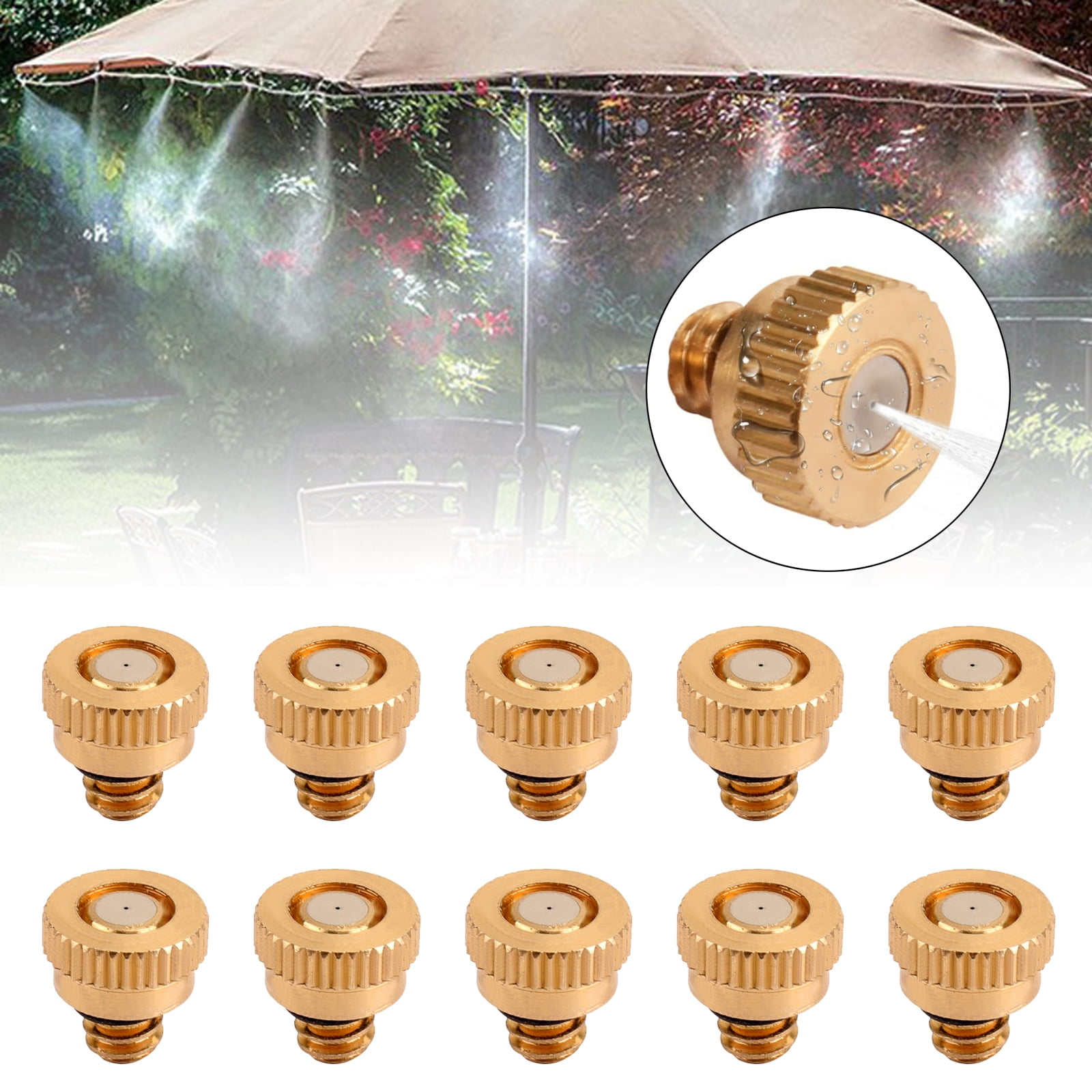 Landscaping 0.4mm Orifice Outdoor Cooling Mister System 20 Pack Brass Misting Nozzles Replacement Heads 10/24 UNC Dust Control 0.016 Low Pressure Atomizing Misting Sprayer for Patio Lawn