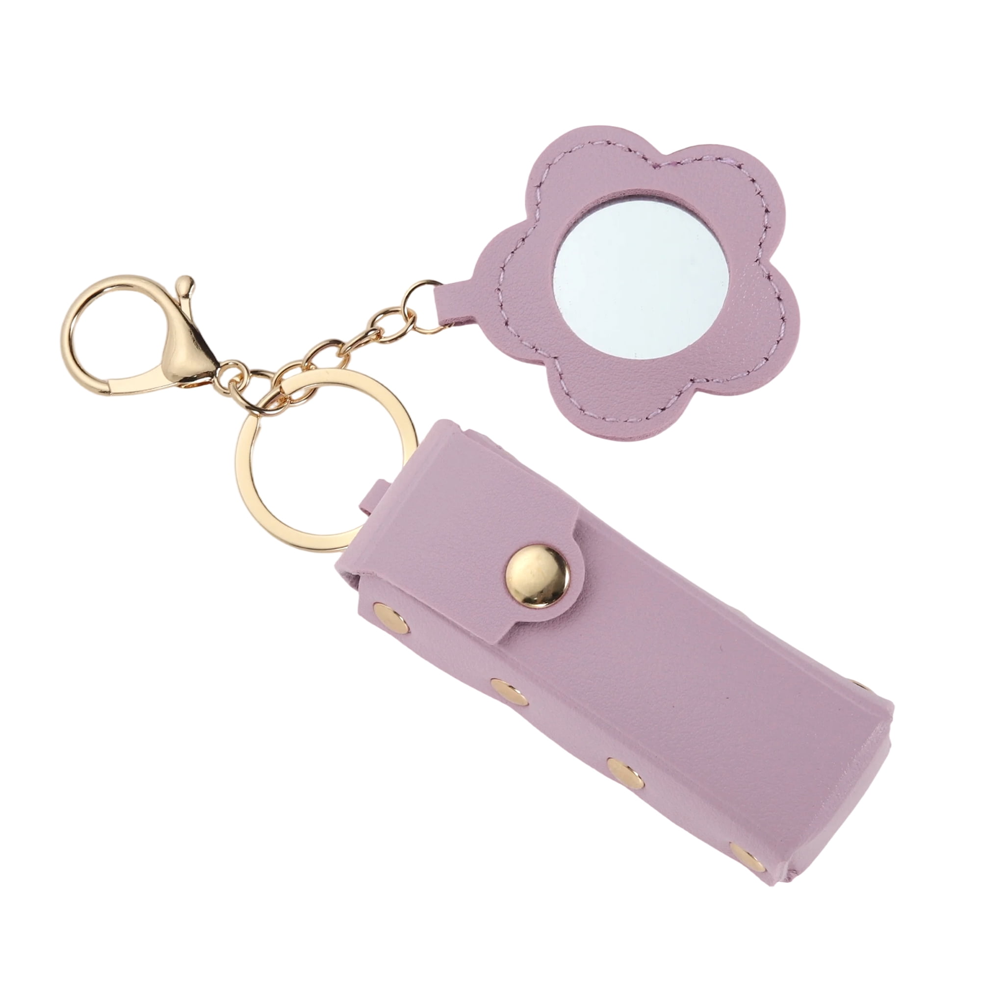 Unique Bargains Durable Flower Mirror Handbag Charms Keychains 1 Piece Light Purple