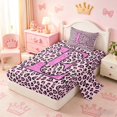 thumbnail image 2 of meiyoeat Glitter Leopard Print Letter E Twin Sheet Sets, Girls Teens, Pink Sparkle Monogrammed Bedding, 3-Piece, 1 Flat Sheet, 1 Fitted Sheet and 1 Pillowcase, 2 of 6