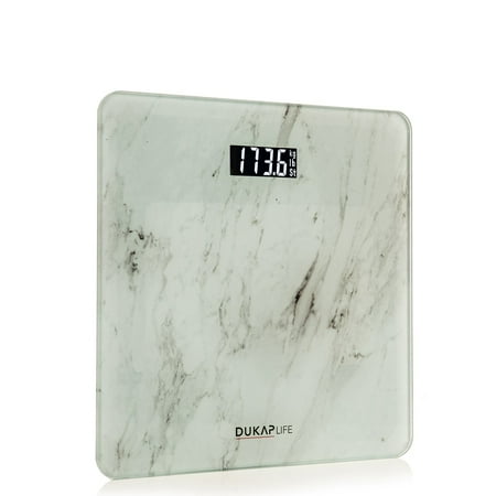 DUKAP LIFE Digital Bathroom Body Weight Scale - White Carrara Marble Design