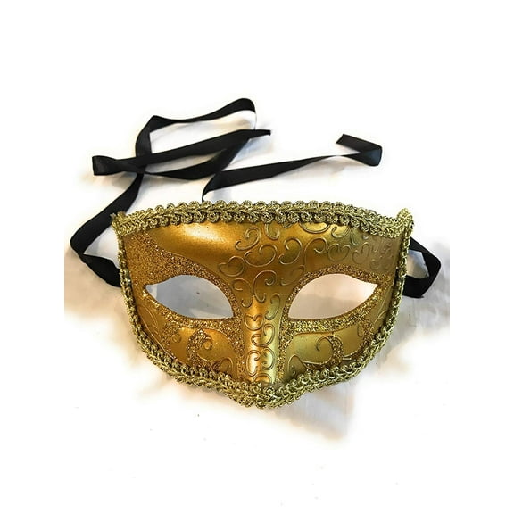 The Mardi Gras Krewe Mardi Gras Mens Masquerade Party Costume Mask Gold