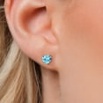 thumbnail image 3 of Gem Stone King 14K Yellow Gold Swiss Blue Topaz Stud Earrings for Women Men | 1.90 Cttw | Gemstone November Birthstone | Heart Shape 6MM, 3 of 6