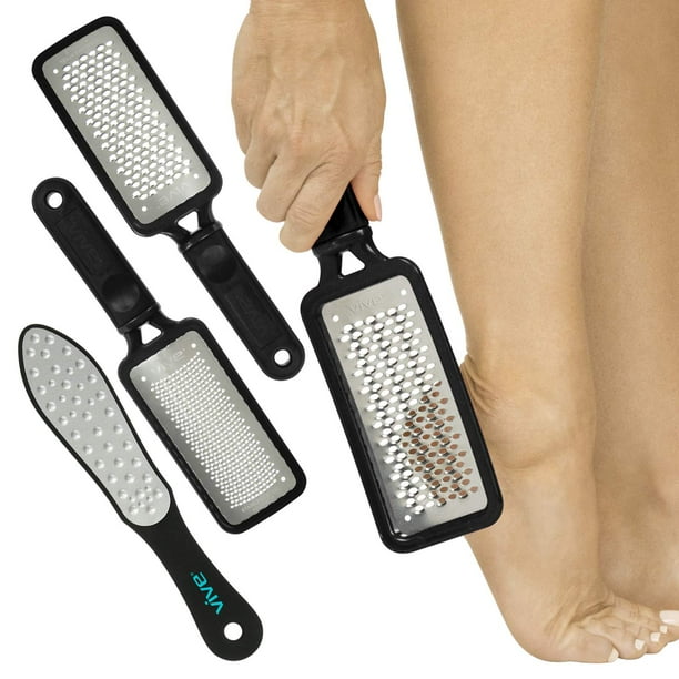 Lima Para Pies Vive (Paquete De 3) – Rascador De Pies Para Piel Muerta – Rallador De Talón Removedor De Callos Herramienta Raspadora Para Talones Agrietados – Lima De Pedicura De Acero Inoxidable Para