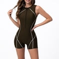 thumbnail image 2 of IYYVV Boyleg One Piece Swimsuit for Women Zip Up Athletic Swimwear Sleeveless Training Bathing Suit Coffee 2XL, 2 of 4