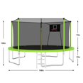 thumbnail image 2 of Trampoline 14 Pieds pour Enfants et Adultes avec Filet, Trampolines Récréatifs Extérieurs pour Famille Vert, 2 of 15