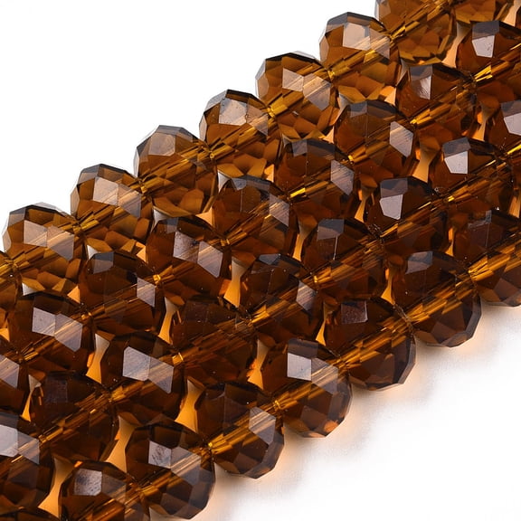Handmade Glass Beads Faceted Rondelle Sienna 12x8mm Hole: 1mm about 72pcs/strand