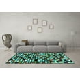 thumbnail image 3 of Ahgly Company Machine Washable Indoor Round Abstract Turquoise Blue Modern Area Rugs, 7' Round, 3 of 4