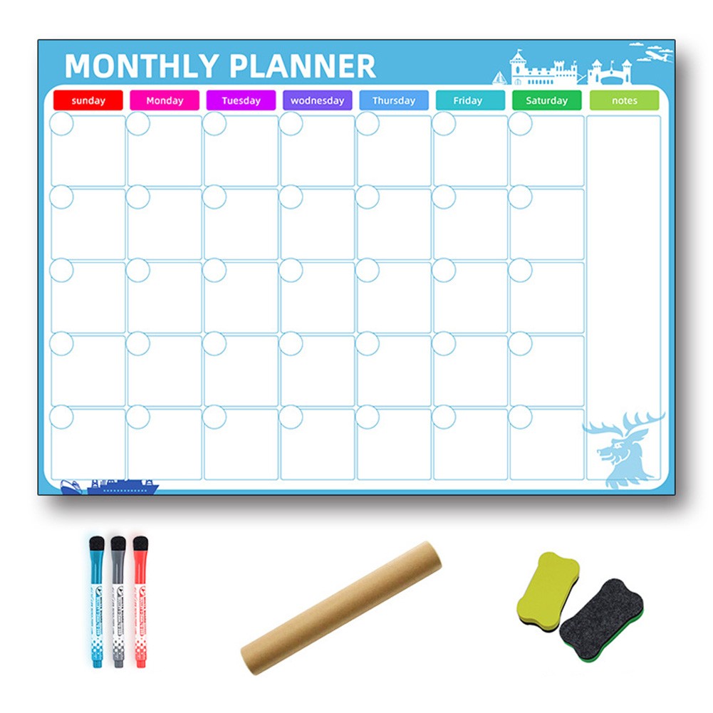 Weekly Planner, Dry Wipe Fridge Whiteboard or Dry Erase Calendar Board