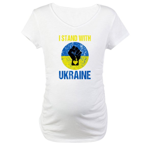 CafePress - Support Ukraine I Stand With U Maternity T Shirt - Cotton Maternity T-shirt, Cute & Funny Pregnancy Tee