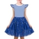 thumbnail image 1 of Vestido para Niña Azul Marino a Rayas Estrella Dorada con Volantes de Tul Verano Casual 6 Años, 1 of 6