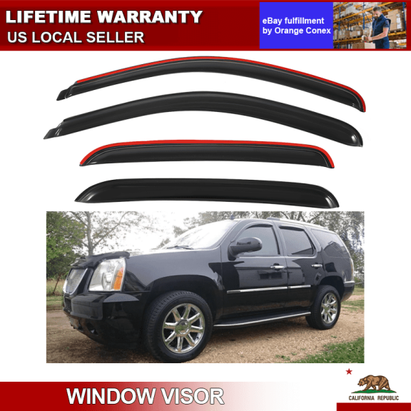 In Channel Window Visor Rain Guards for Chevy Silverado GMC Crew Cab 2007-2013