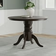 thumbnail image 2 of 5-PC - 42" Round Pedestal Dining Table + Slat Back Dining Chairs Dining Set in Dark Walnut, 2 of 9