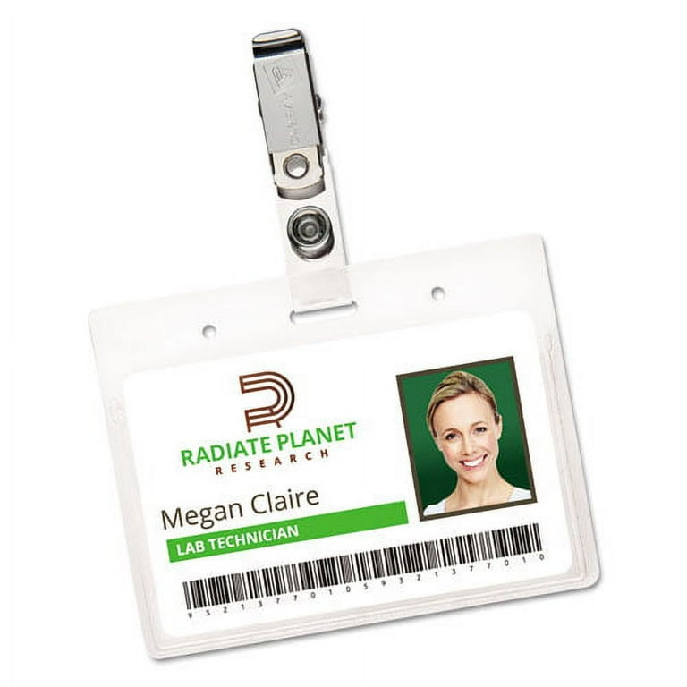 Secure Top Clip-Style Badge Holders, Horizontal, 2 1/4 x 3 1/2, Clear, 50/Box Secure Top Clip-Style Badge Holders, Horizontal, 2 1/4 x 3 1/2, Clear, 50/Box