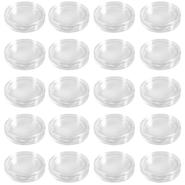 20 Pzs Caja de Monedas de Plastico Transparente Redonda Pequena 40mm
