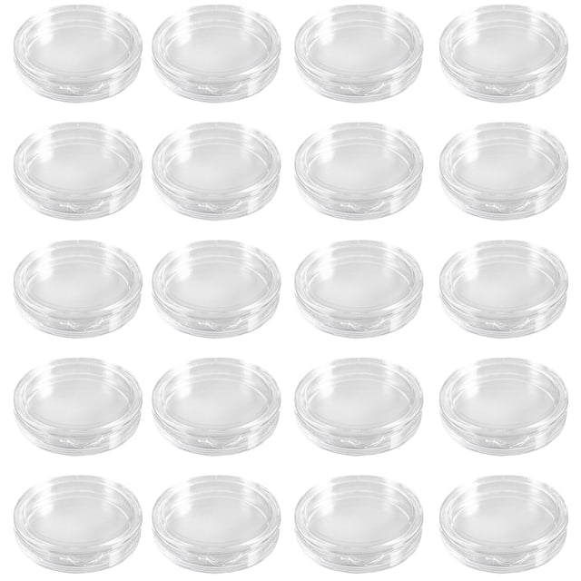 20 Pzs Caja de Monedas de Plastico Transparente Redonda Pequena 40mm