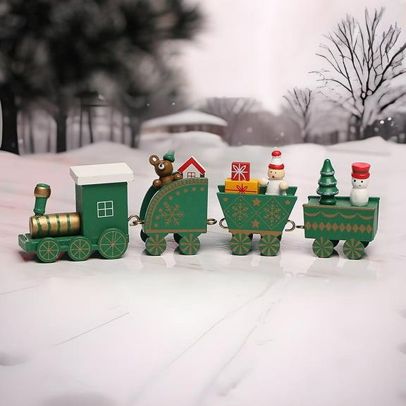 VOTRUDI Wooden Christmas Train Ornament,Christmas Decorations Outdoor Clearance,Decorative Collectible,Christmas Indoor Decor for Room Office Tabletop,Green
