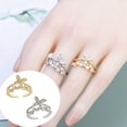 thumbnail image 2 of Womens Double Butterfly Wing Ring Electroplated Copper Minimalist Fashion Jewelry Elegant Ring Gifts for Women, 2 of 4