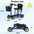 thumbnail image 4 of COOLHUT Ultra Lightweight 4 Wheel Mobility Scooter for Seniors (only 50lbs), 25+ Miles Travel Dual Battery Mobility Scooters, Aluminum Electric Folding Wheelchair Device, Blue, 4 of 11