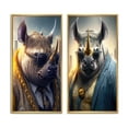 thumbnail image 2 of Designart "Horned Rebel in Big Apple I" Rhino Gangster Mafia Framed Wall Art Set Of 2 - Gold Animals Framed Canvas Set For Living Room Decor, 2 of 7