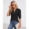 thumbnail image 5 of Whoinshop Summer Tops for Women 2026 Trendy Dressy Casual Blouse Puff Short Sleeve Shirts Knit Henley V Neck T Shirt Tunic, 5 of 7