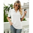 thumbnail image 4 of LOMON Women's Puff Short Sleeve Polo Shirts V Neck Casual Collared Tops Work Tunic Blouses, 4 of 7