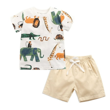 

WIBACKER Baby Boys Cartoon Elephant Short Sleeve T Shirts Shorts Summer Outfits/0-3T