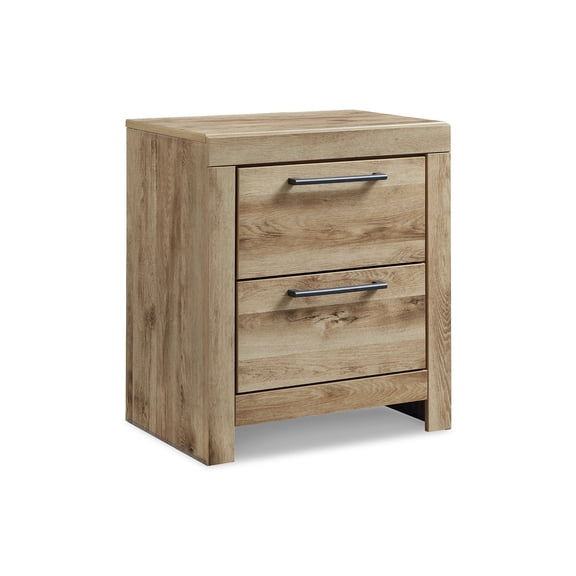 Signature Design by Ashley Hyanna 2-Drawer Nightstand – Modern Farmhouse Rustic Tan Brown Night Stand with USB Charging Ports