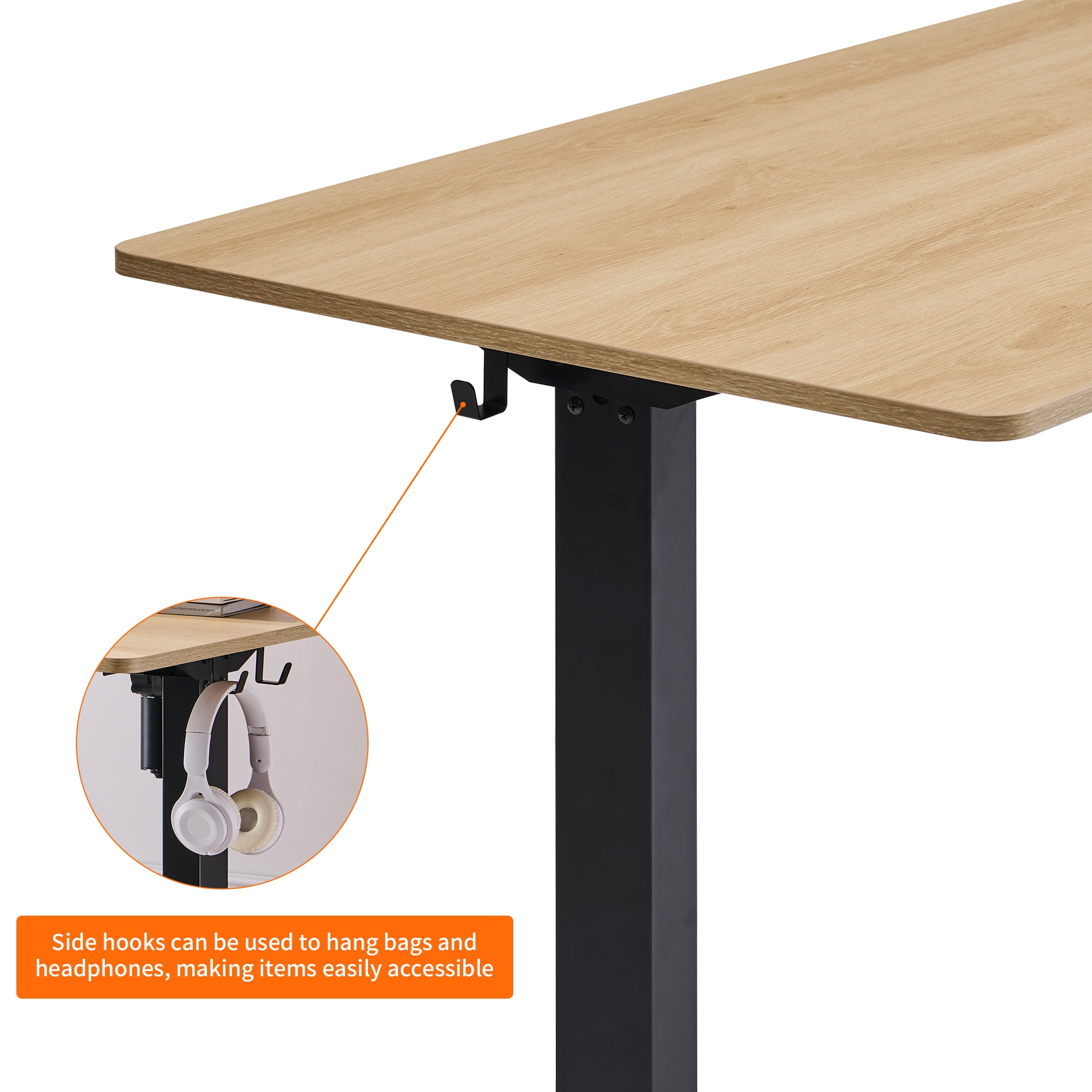 Electric Standing Desk, Adjustable Height Stand up Desk, 24x48 Inches Sit Stand Home Office Desk,Frame/Mahogany Top,Natural Wood