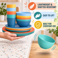 thumbnail image 5 of Homienly Plates Bowls and Cups Set, 20-Piece Wheat Straw Dinnerware for 5, Lightweight Reusable Unbreakable Dishware, Microwave & Dishwasher Safe, Potluck & Shared Meals, Multicolor, 5 of 8