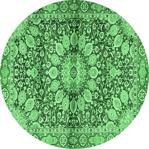 Ahgly Company Indoor Round Persian Emerald Green Traditional Area Rugs, 5' Round