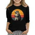 thumbnail image 1 of Lovzfmll Unisexe Enfants Imprimé Poli Manches 3/4 Tee, Chandail à Col Rond Décontracté pour Petites Filles 110, 1 of 4
