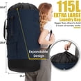 thumbnail image 3 of Bolsa de lavandería extra grande y resistente con correas, artículos esenciales para el dormitorio universitario, bolsa de ropa sucia para viajes, playa, acampada, apartamento y lavandería, 3 of 6