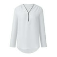 thumbnail image 3 of WTXUE Blouses for Women Button Women LadiesLoose Shirt Chiffon Zipper s Plus Size Tops Long Sleeve Plus Size Tops for Women, White Large, 3 of 8