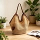 thumbnail image 2 of Bolso tote de mujer con nudo,bolso de playa tejido en forma de abanico natural,bolso de hombro de cuero para verano,bolso de compras informal para viajes,desplazamientos y vacaciones., 2 of 6