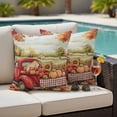 thumbnail image 4 of Red Truck Fall Outdoor Waterproof Pillow Covers, Pumpkins Thanksgiving Pastoral Leaves Floral Decorative Square Throw Pillowcase Sofa Cushion Sham for Patio/Couch/Chair, 16"x16" 2 Pack, 4 of 8